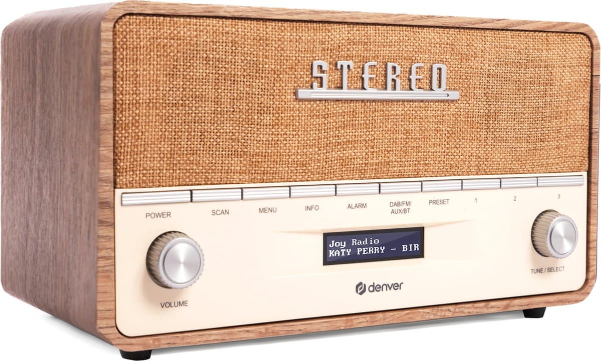 Denver DAB Radio XL - Retro Radio - Bluetooth - DAB+/ FM - Batterijen & Netstroom - DAB36LW — afbeelding 1