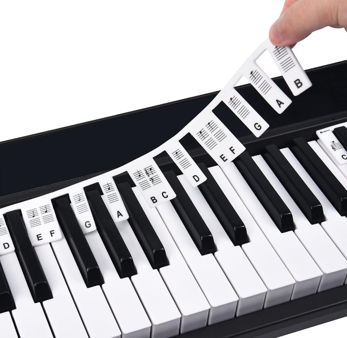 GLODI GOODS® Siliconen piano stickers afneembaar – 88 toetsen – toetsenbord keyboard – leren spelen strip - incl. hersluitbare bewaartas — afbeelding 1