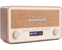 Denver DAB+ Radio - Retro - Bluetooth - FM - Dimbaar - Batterijen & Netstroom - DAB18LW - Hout
