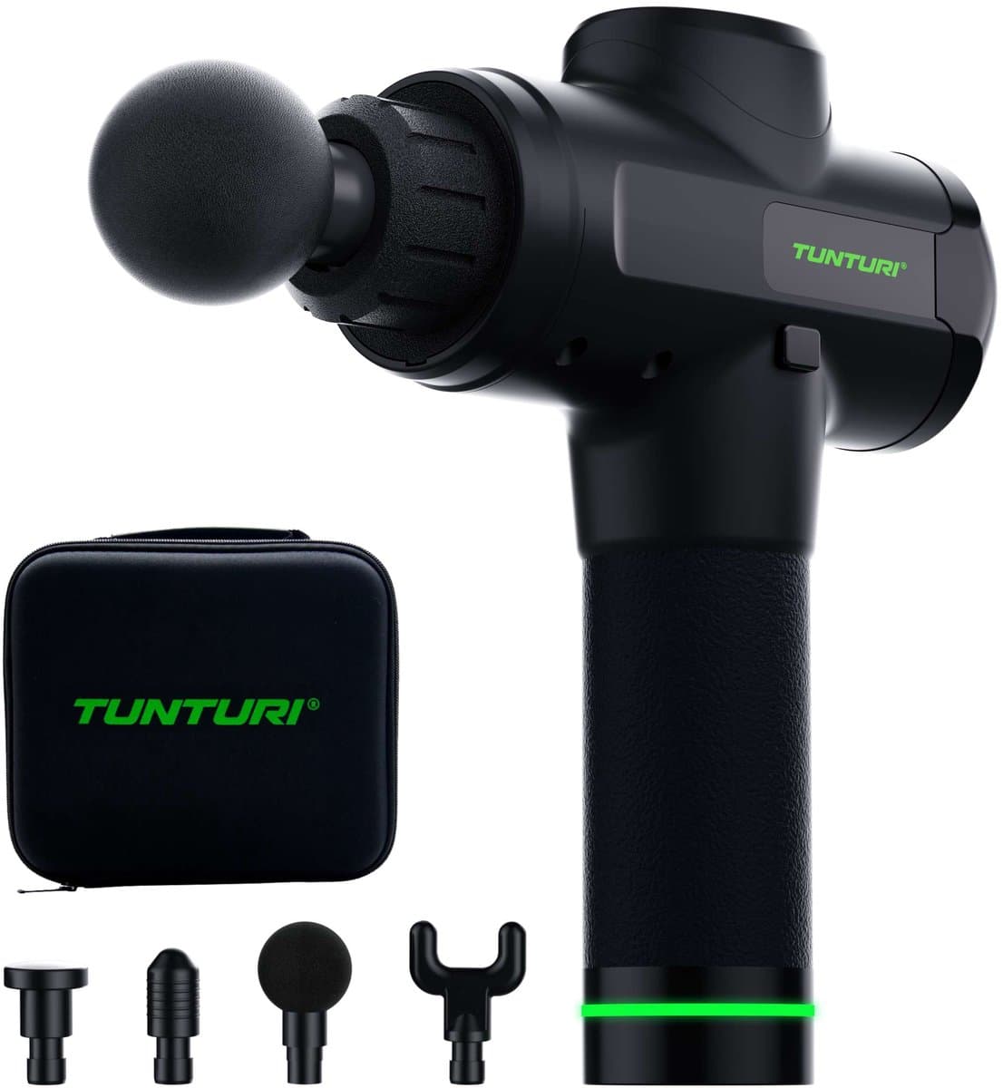 Tunturi MG50 Massage Gun - Incl. Opzetstukken en koffer - Oplaadbaar massage apparaat - Massage pistool - Kleur: zwart — afbeelding 1