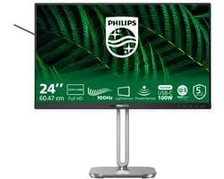 Philips 5000 series 24B2G5301 - Full HD 24 Inch Eco Monitor – USB-C Docking Monitor 100W - RJ45 – 100Hz – Verstelbaar – 5 Jaar Garantie