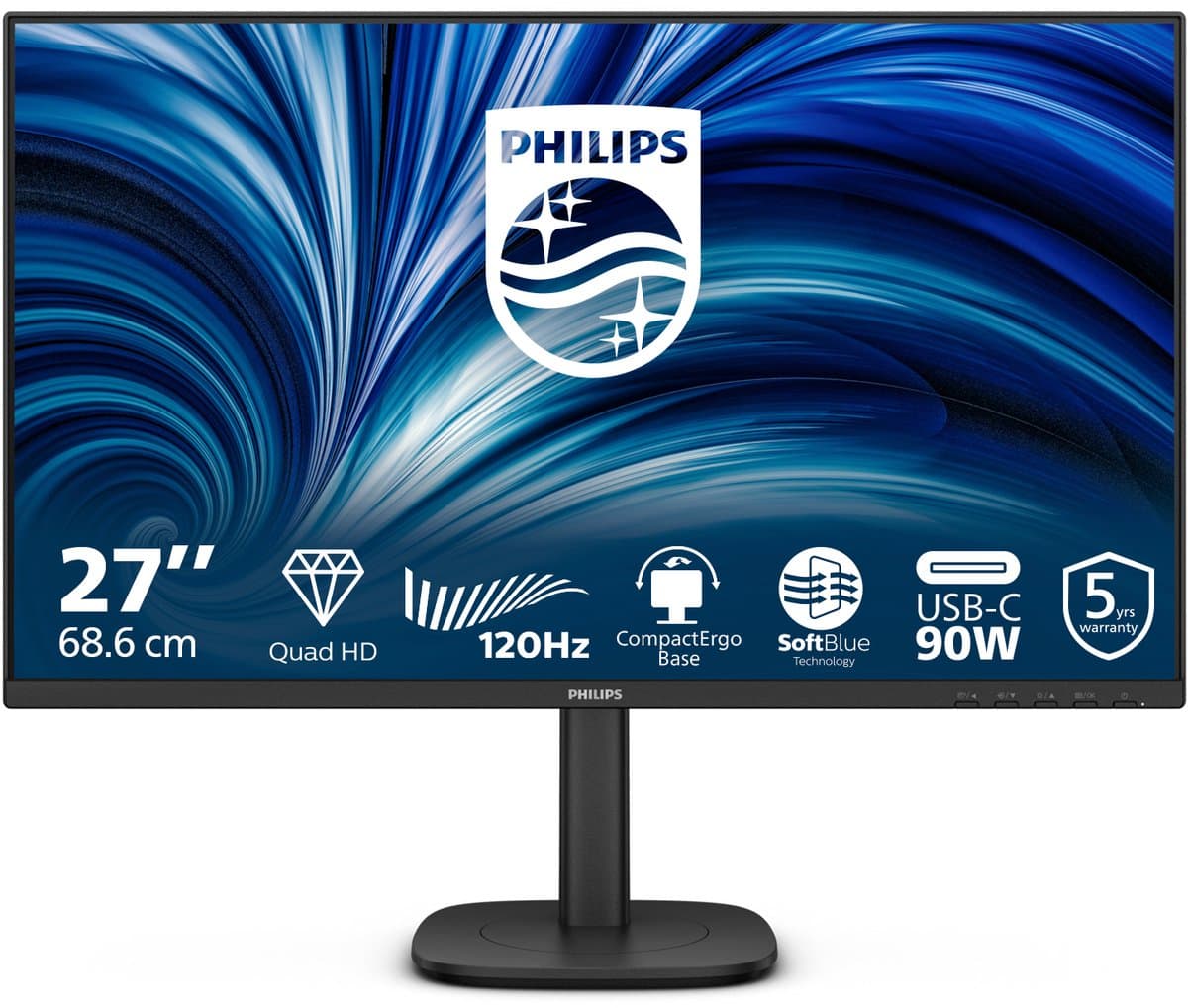 Philips 3000 series 27B2U3601/00 computer monitor 68,6 cm (27") 2560 x 1440 Pixels Quad HD LCD Zwart — afbeelding 1