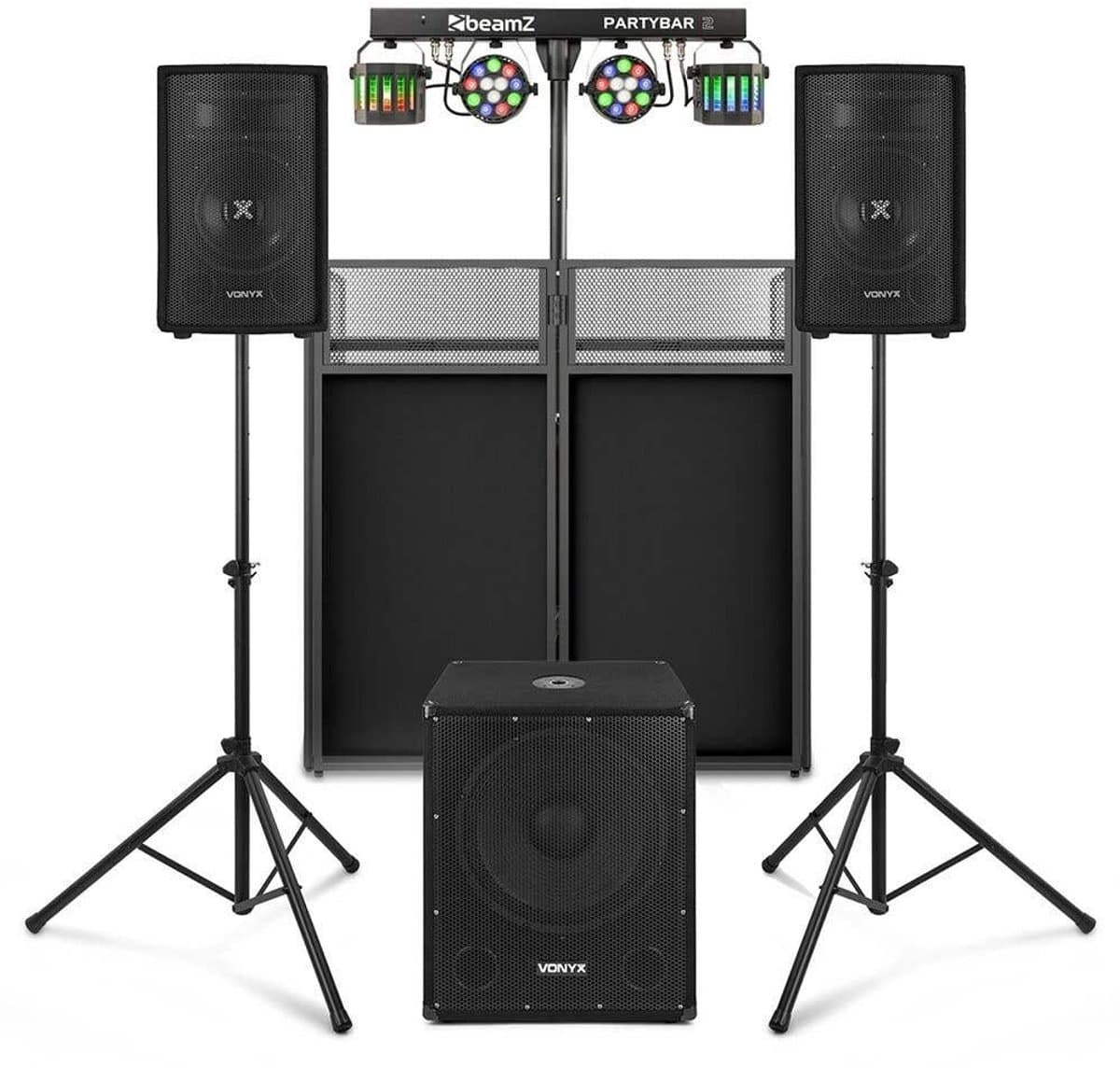 Vonyx complete DJ setup - DJ set met Actieve speaker set met sub, Partybar en DJ Booth - 800W — afbeelding 1
