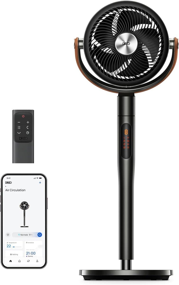 Stille Staande Ventilator met Afstandsbediening en Omni-Directionele Oscillatie - 1650 m³/u Luchtcirculator — afbeelding 1