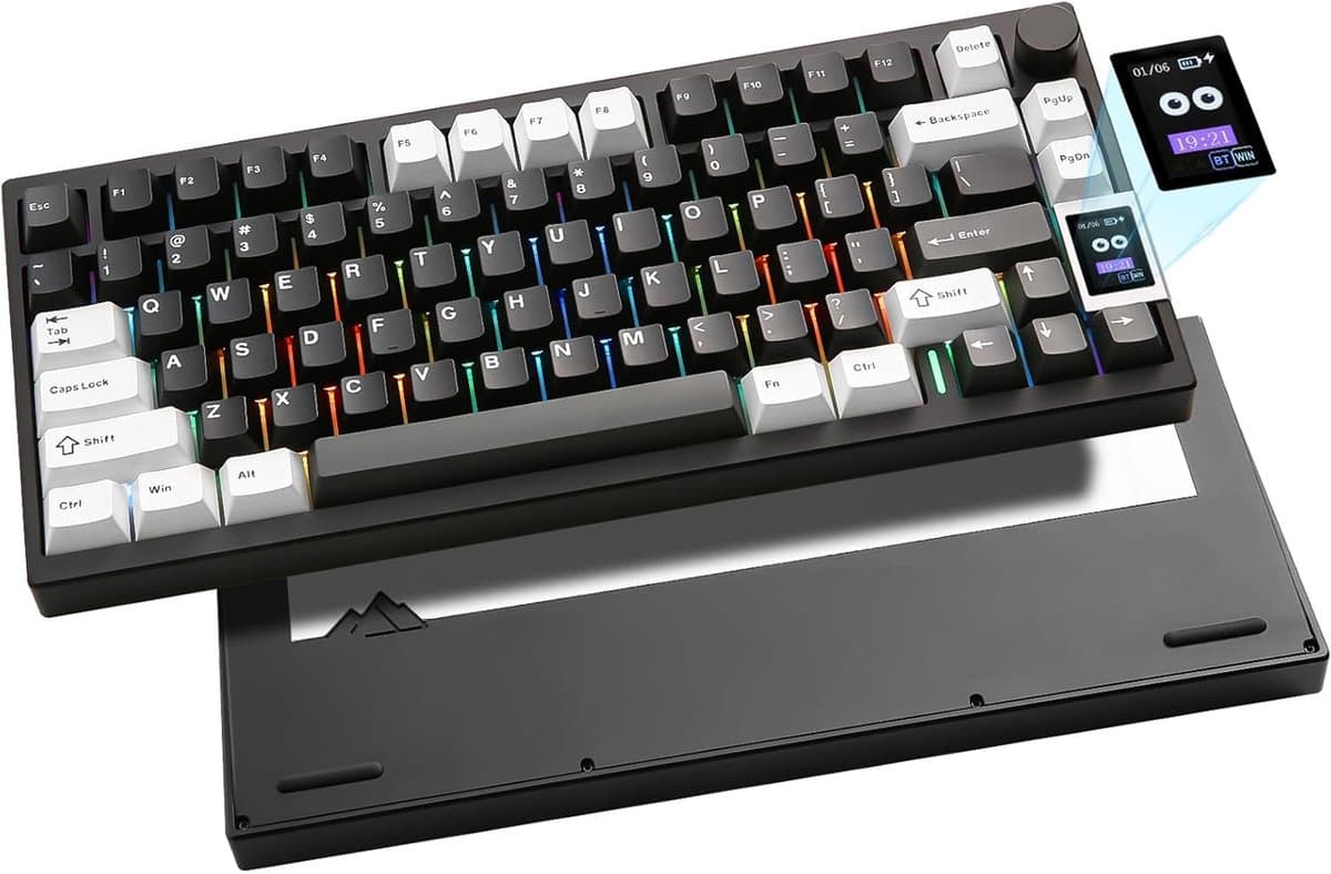 Yunzii AL80 - Zwart - Aluminium Mechanisch Draadloos Toetsenbord - 75% - Qwerty - Gaming Keyboard - RGB Lichten - Cacao Cream V2 Switch — afbeelding 1