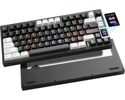 Yunzii AL80 - Zwart - Aluminium Mechanisch Draadloos Toetsenbord - 75% - Qwerty - Gaming Keyboard - RGB Lichten - Cacao Cream V2 Switch