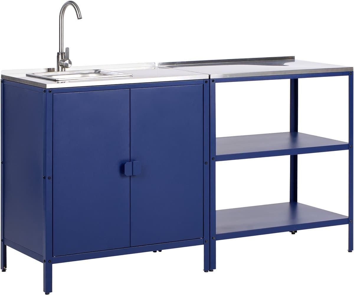 BELIANI VILAMA - Tuin kookeiland met keukenkast 2-delig - Blauw - RVS — afbeelding 1