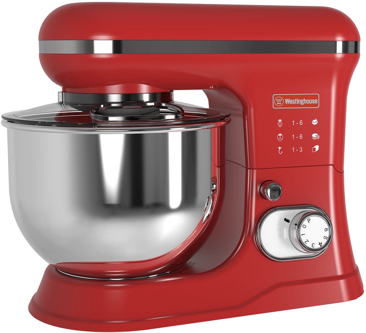 Westinghouse Retro Standmixer - 1200W - Keukenmachine 5L Mengkom - Keukenrobot - Keukenmixer - Foodprocessor - Rood — afbeelding 1