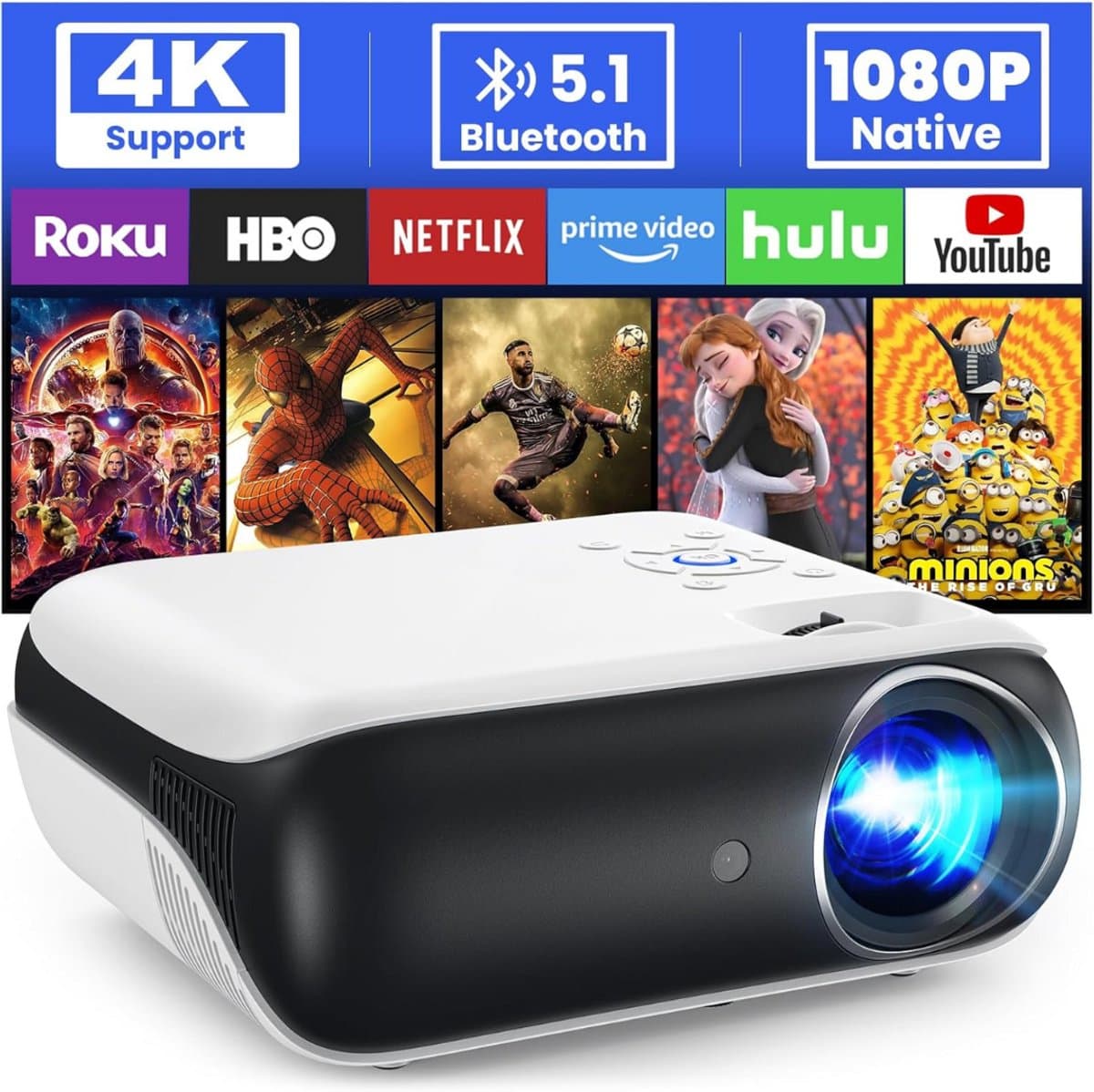 SCH® Draagbare beamer - Beamer - Projector - Mini Beamer - Wit - 24cm x 10cm x 21cm — afbeelding 1