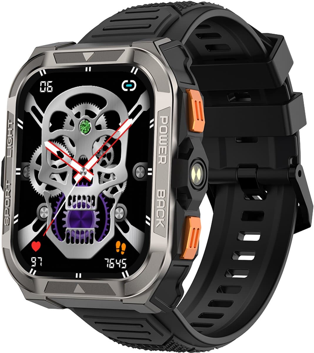 Blackview W80 Pro - Smartwatch - Bluetooth 5.3 - 900 mAh - IP68 Zwemmen - LED-zaklamp - Stappenteller - Slaapmonitor - Saturatiemeter - Zwart — afbeelding 1