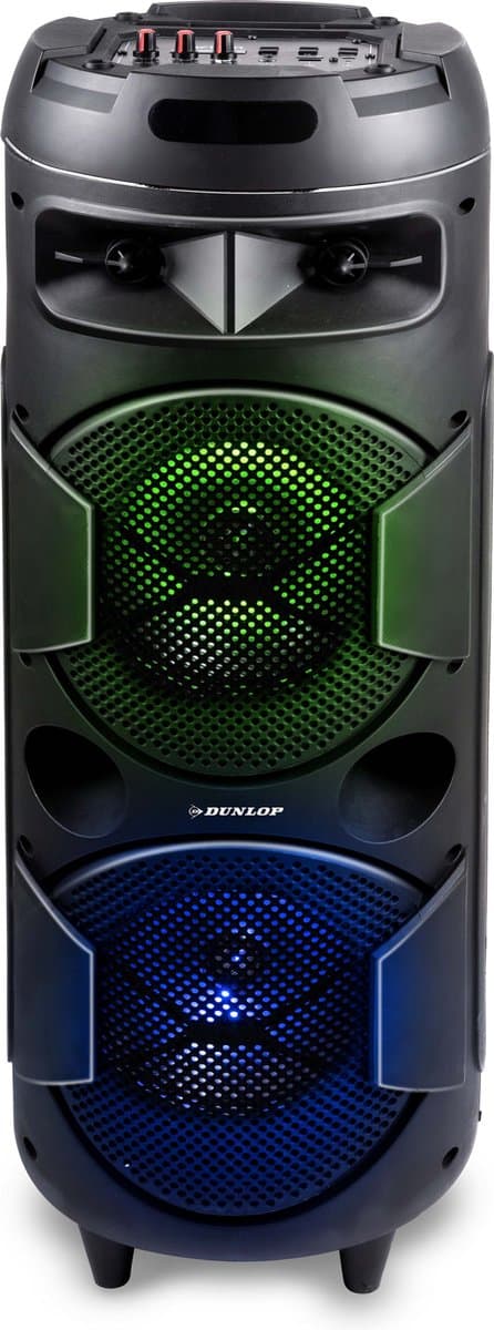 Dunlop Bluetooth Speaker MW-538 - 2 x 10W - met FM-Radio en AUX/MIC Ingang - Ingang voor TF Kaart en (Micro)USB - LED Verlichting - Zwart — afbeelding 1