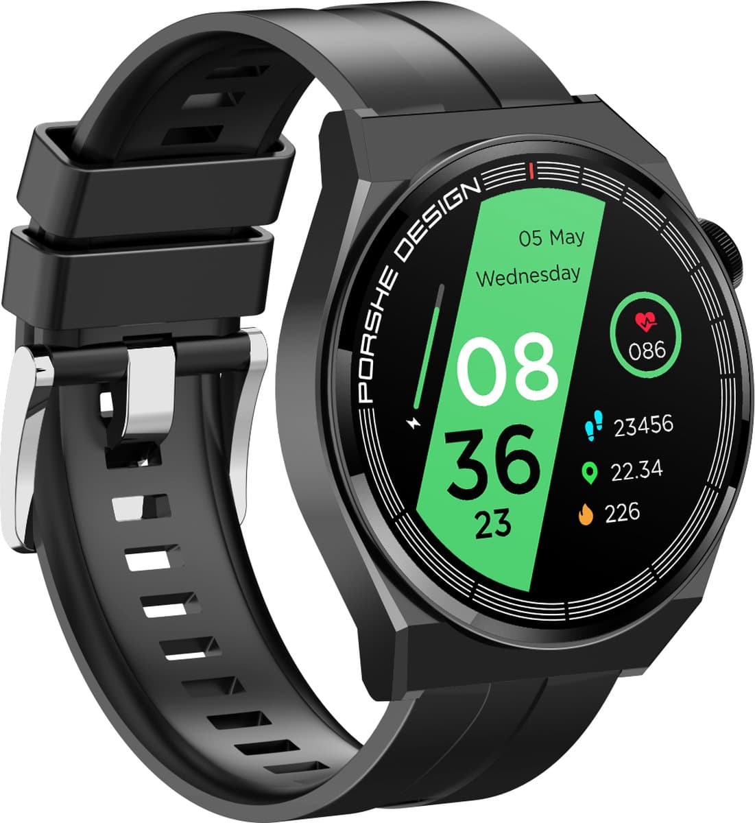Smartwatch-met HD Touchscreen-Stappenteller - Hartslagmeter - Slaapmonitor - Multisport -Calorie Teller- Geschikt voor Android en iOS - Zwart — afbeelding 1