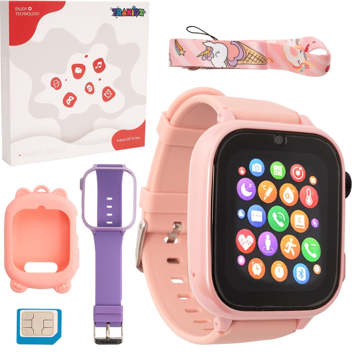 4G Smartwatch kinderen - GPS Horloge kind - HD Videobellen & Stappenteller - Speelgoed - Incl Simkaart — afbeelding 1