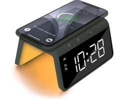 Caliber HCG019QI-MG - Wekker met draadloos laden en groot display - Midnight Green