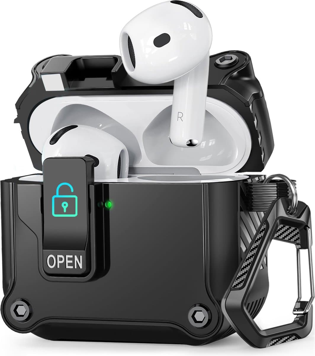 YONO Hoesje geschikt voor Airpods 4 - Case - Lock - Zwart — afbeelding 1