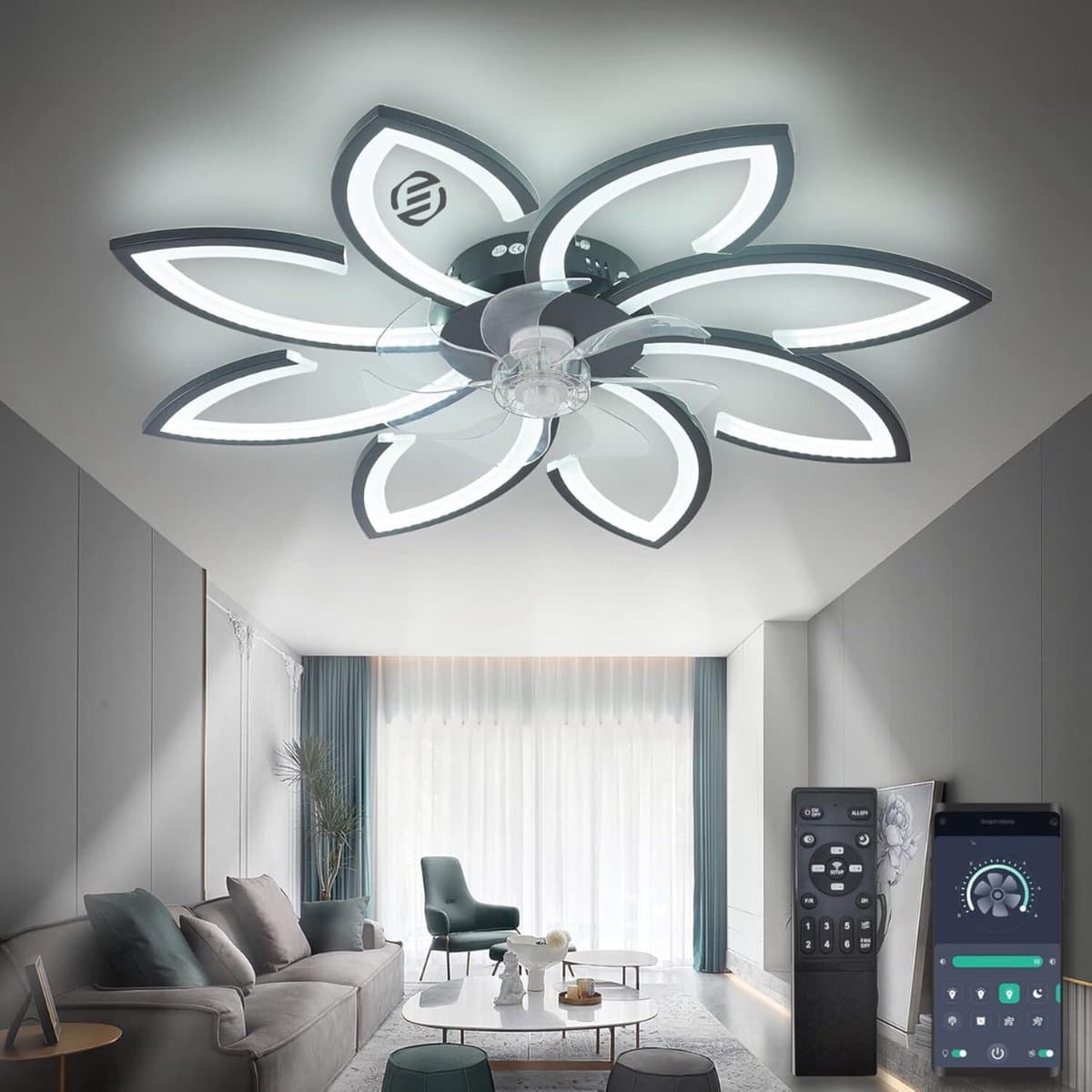 Equivera Plafonniere met Ventilator - Plafondventilator - Plafondventilator Afstandsbediening - Plafondventilator Slaapkamer - Plafond Ventilator met Verlichting - Plafondlamp - Plafonniere - Ideaal voor in uw slaapkamer! — afbeelding 1