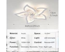 Equivera Plafonniere met Ventilator - Plafondventilator - Plafondventilator Afstandsbediening - Plafondventilator Slaapkamer - Plafond Ventilator met Verlichting - Plafondlamp - Plafonniere - Ideaal voor in uw slaapkamer!