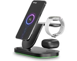 iCharge Samsungs Pro Edition 2.0 - Draadloze Oplader - 3-in-1 Design - Smartphone - Smartwatch - Oordopjes - Gratis Ultra Adapter - Zwart