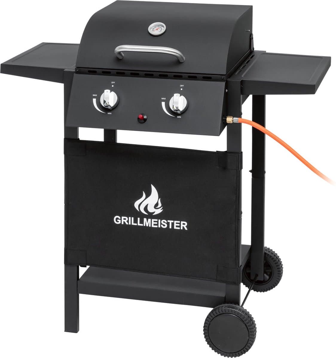 Gas bbq barbecue- met zijbrander- tafelmodel-zwart-met wielen-hoge kwaliteit — afbeelding 1