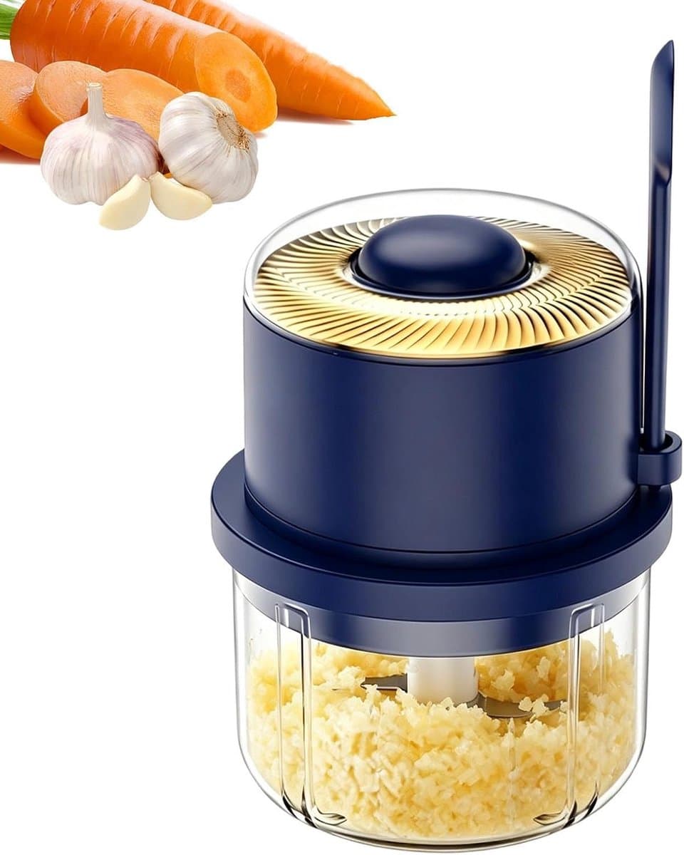 Mini Hakmolen - Keukenrobot - Snel Ingrediënten Snijden - Vaatwasmachinebestendig - 350 ml - Blauw — afbeelding 1