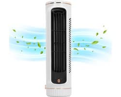 KZQ Draagbare torenventilator wit met 3 snelheden, horizontaal en verticaal instelbaar, geschikt voor kantoor, woonkamer en slaapkamer