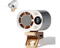 Autoventilator met clip, oplaadbaar via USB, miniventilator, 199 windsnelheden, stille draagbare autoventilator, 360° draaibaar