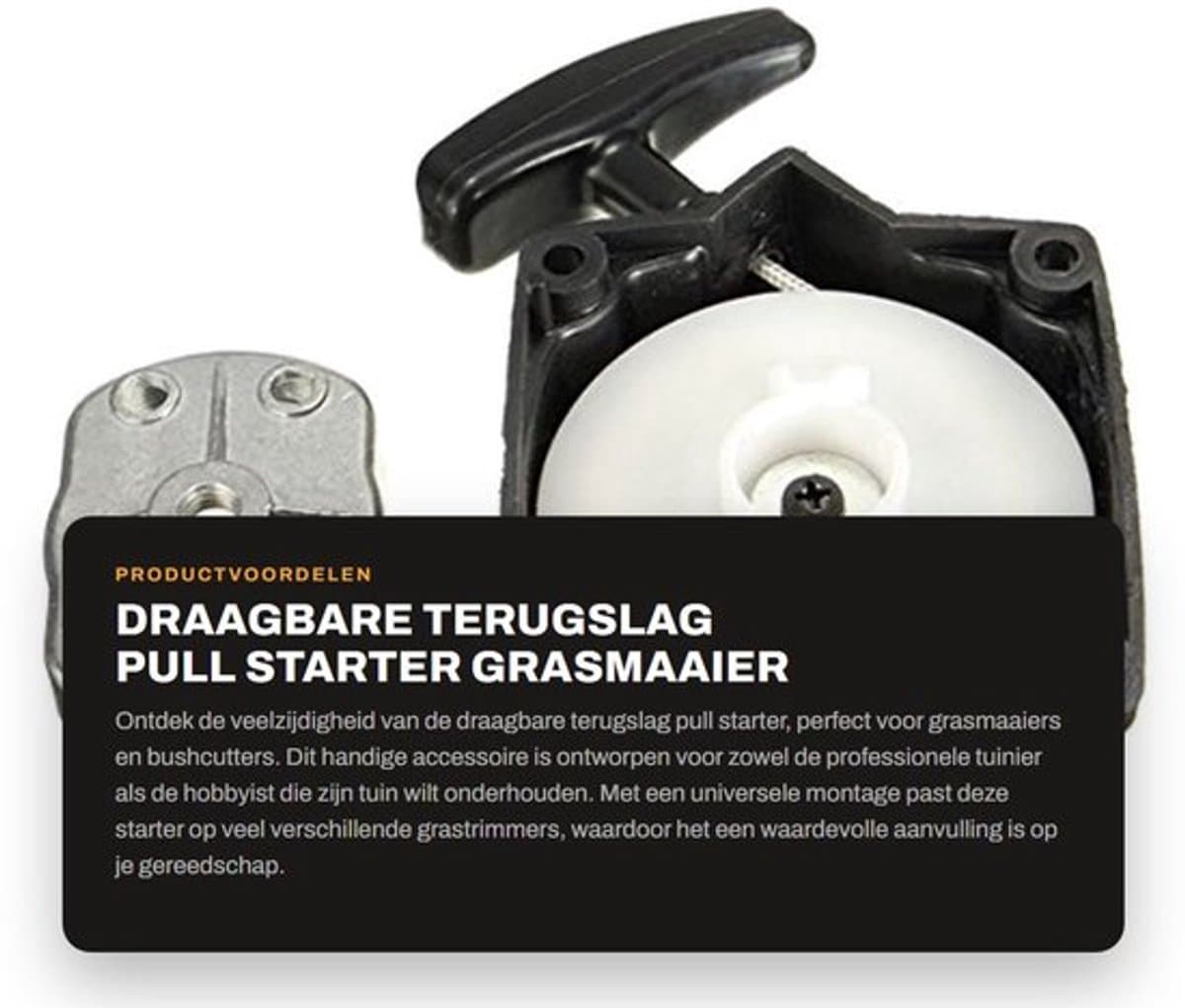 Pull Starter Universeel - Draagbare Terugslag - Grasmaaiers/Bushcutters - Montage - Afstand Bevestigingsgaten 67mm - Lengte Touw 85cm - Startmechanisme — afbeelding 1