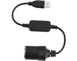 SnelShoppen - USB Port naar 12V Sigarettenaansteker Adapter, 5V USB A Mannelijk naar 12V Auto Sigarettenaansteker Vrouwelijk Converter voor Dashcam, G