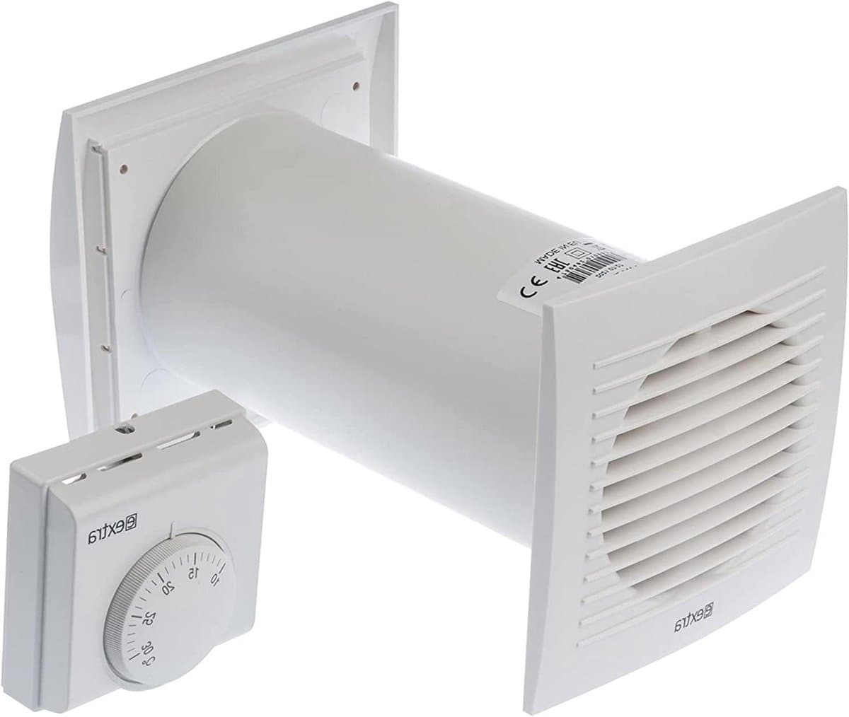 Warmteverdeler met thermostaat - Ventilator warmte warmtepomp - Warmte verplaatsen - Terugloopklep - Ø 125 mm - Wit — afbeelding 1