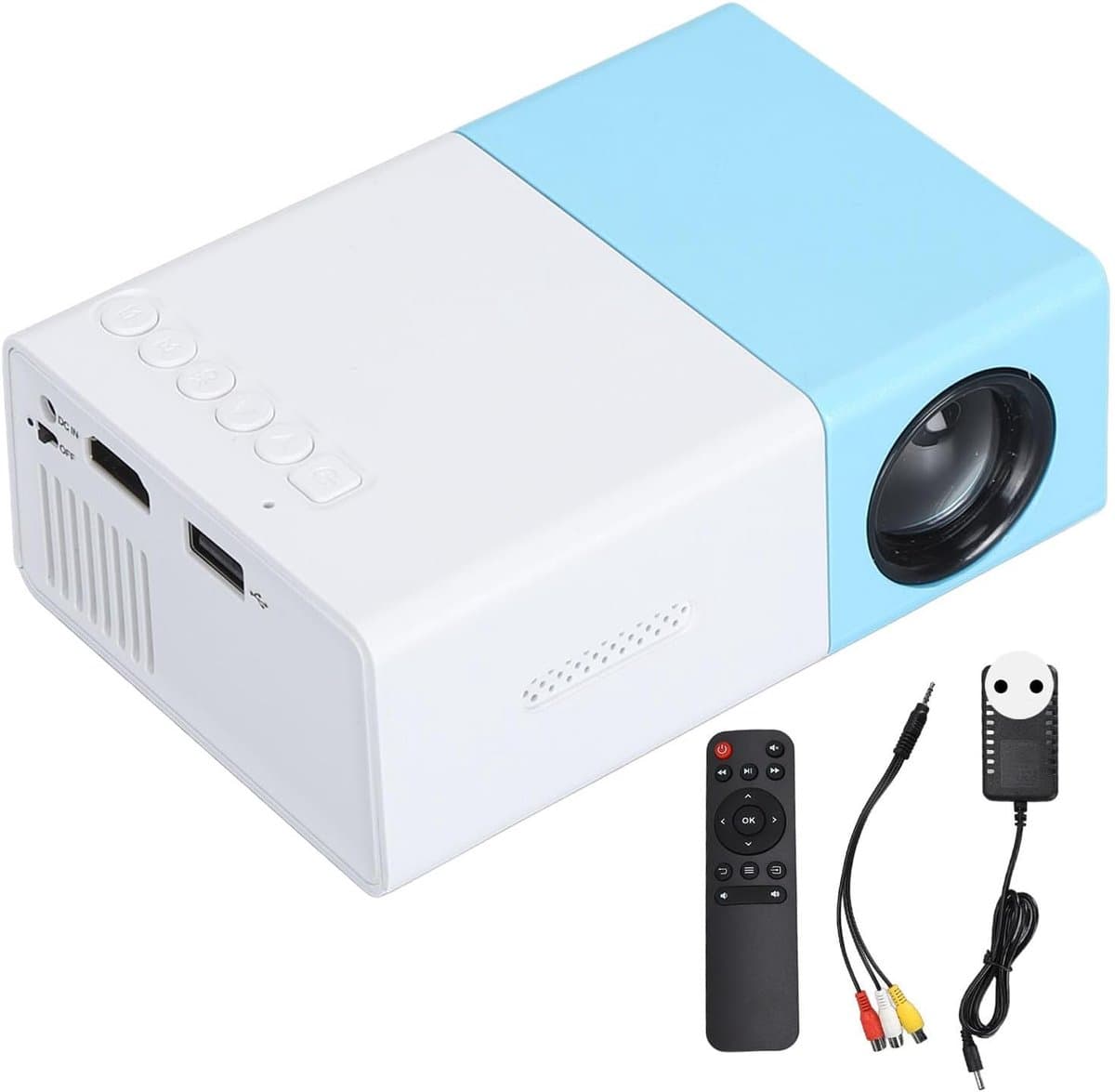SnelShoppen - Mini Projector 1080P Full HD Portable Film Projector met HDMI, USB, AV, Headphones voor Smartphone, Laptop, TV, Tablet - Ideaal voor Cam — afbeelding 1