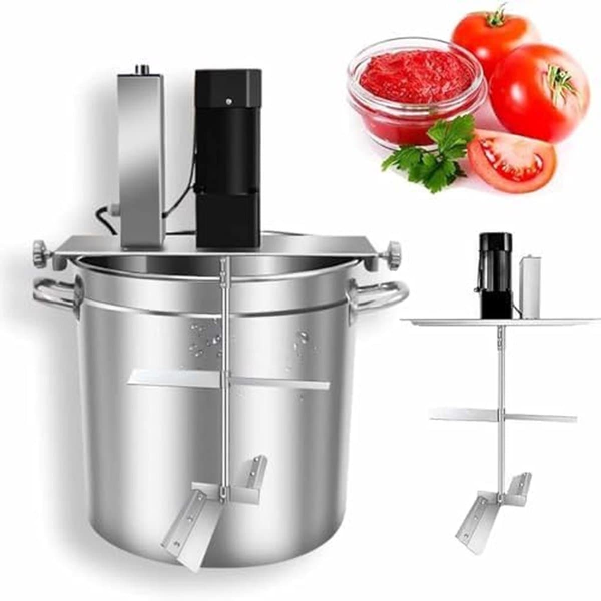 Elektrische keukenmixer - Roestvrijstalen roerstaaf - Sausen en soepen maken - Dubbellaags roersysteem - 25 liter - Zilverkleurig — afbeelding 1