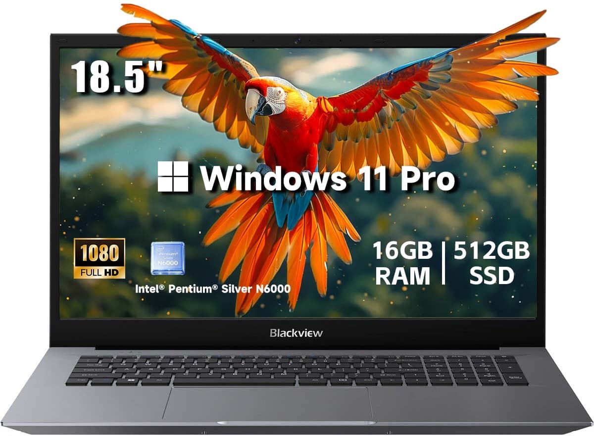 Blackview AceBook 10 Laptop - Intel® Pentium® Silver N6000 - Intel® Graphics - 18,5" Full HD - 16 GB DDR4 - 512 GB SSD - Windows 11 Pro - Grijs — afbeelding 1