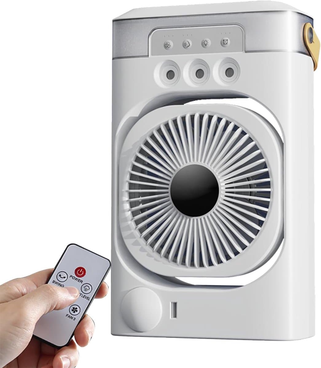 Mobiele Airco - 4-in-1 Luchtkoeler - Draagbare Aircooler met 600ml Reservoir en Afstandsbediening - 3 Snelheden - Timer - Voor Thuis en Kantoor - Wit — afbeelding 1