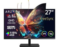 ARZOPA M1RC - 2K QHD Gaming Monitor - 27 inch - 180Hz - 115% sRGB - G-Sync Compatible - HDMI 2.0