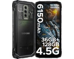 DOOGEE Blade 10 Ultra Energy 4.5G - Robuuste Telefoon - Smartphone - 36 GB RAM+128 ROM(2TB/TF) - UNISOC T7250 - Android 16 - 6,56-inch HD+ 90Hz - 64MP Camera - 6150mAh/18W - IP68 - 10.7mm - Vingerafdruk-Face ID - NFC - GPS - Zwart