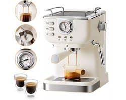 Espressomachine Met Melkschuimer - 20 Bar Drukpomp - Professionele Koffiemaker 1.5L - Geschikt Voor Cappuccino En Latte