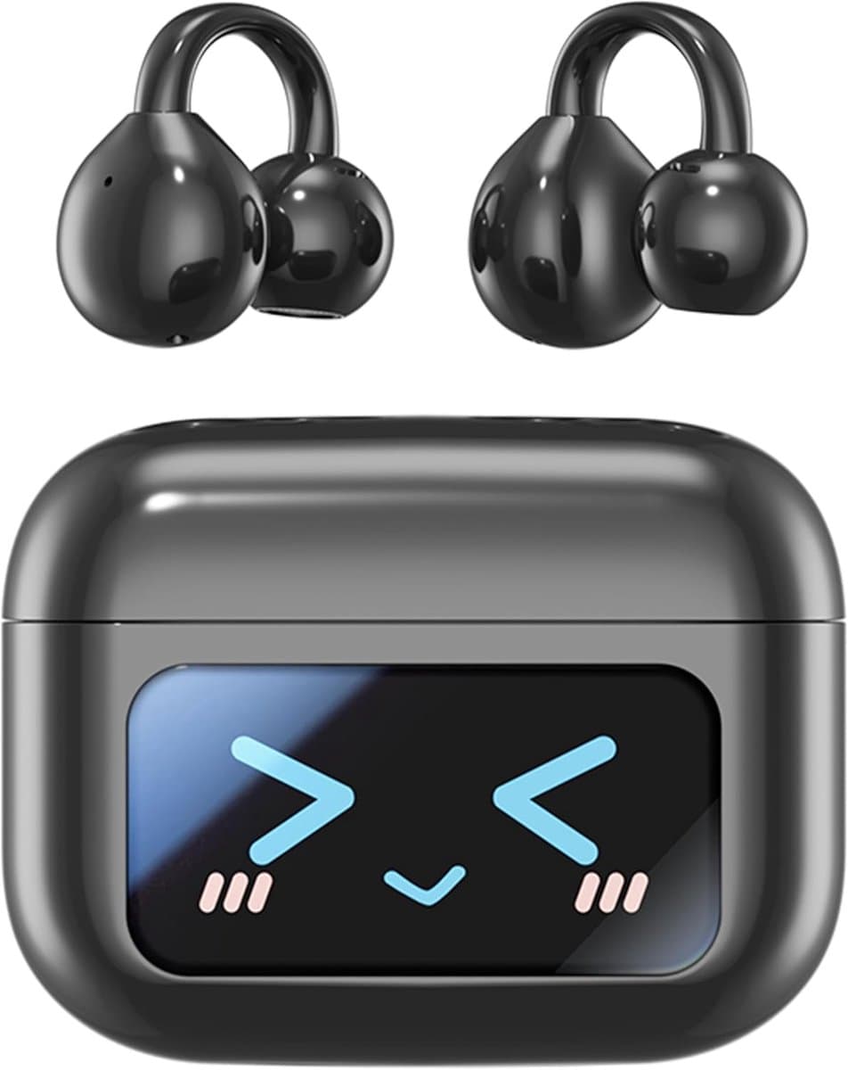 Open-ear clip-on koptelefoon Draadloze Bluetooth 5.4 sportoortjes Voorzien van draadloze LED touch waterdichte in-ear oordopjes Geschikt voor tablet, computer, Android/iOS telefoon (zwart) — afbeelding 1