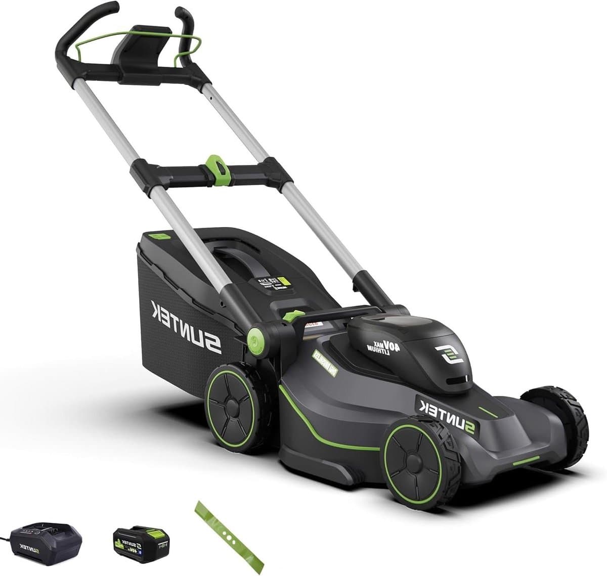 Accu Grasmaaier - Elektrische Duwmaaier - Gazon Onderhoud - App Bediening - 43 cm Snijbreedte - Zwart — afbeelding 1