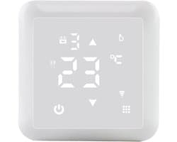 Digitale Thermostaat - Kamertemperatuur Regelaar - Verwarming Instellen - Touchscreen Bediening - 86 x 86 mm - Lichtgroen