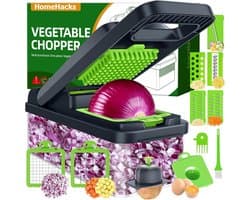 Groentehakselaar - Keukengadget set - Snel snijden - 12-in-1 functies - 2258 cm - Zwart