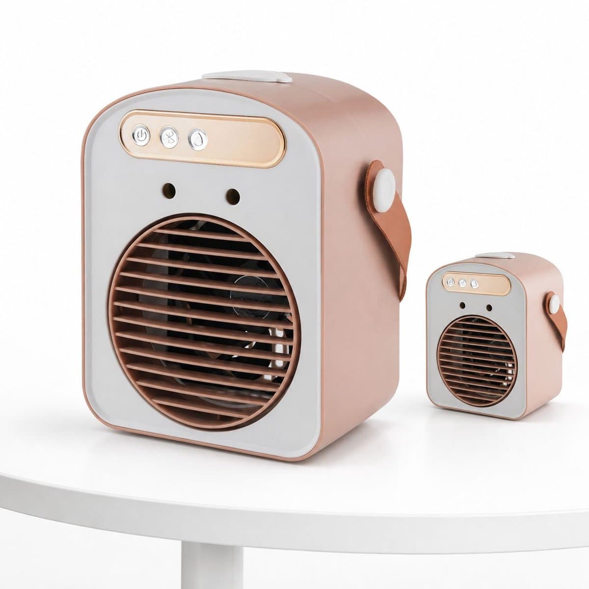 VHV - Ventilator - Tafelventilator - Luchtkoeler met Sprayfunctie - Draagbare Airco Ventilator 500ml - Mini Air Cooler met Display en Verstelbare Lamellen - Ideaal voor Kantoor en Bureau - Beige — afbeelding 1