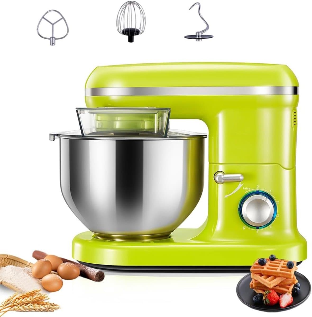 Staande mixer - Keukenmachine - Bakken en koken - 1000W motor 6 snelheden - 5L kom - Zilver — afbeelding 1