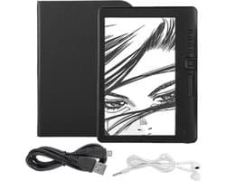 KZQ E-Reader - 7 Inch - 16gb - E Ink Scherm - Ondersteunt Epub Pdf Txt Fb2 En Pdb - Met Muziek En Video Speler - Incl Hoes Screenprotector En Oortjes - Luisterboeken - Zwart