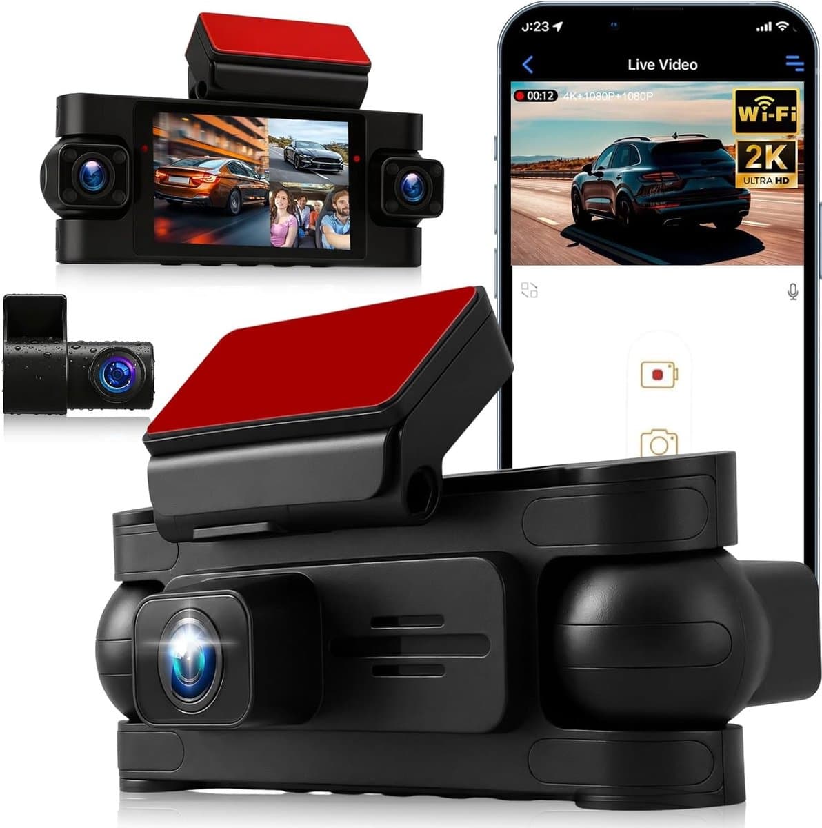 360° 4-Kanaals Dashcam - Zwart - Ultra HD Opname - Slimme Connectiviteit - Voor Auto's — afbeelding 1