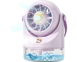 LISM-Superstille mini-USB-ventilator Geschikt voor op het bureau, draagbare mini-airconditioner met batterij, Geschikt voor kamperen, reizen en kantoor; kleine ventilator op batterijen Geschikt voor verkoeling met nevel.