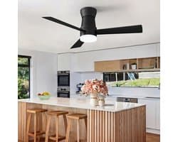 Plafondventilator met Lamp Zwart – 3 Bladen, Afstandsbediening, LED & 6 Snelheden