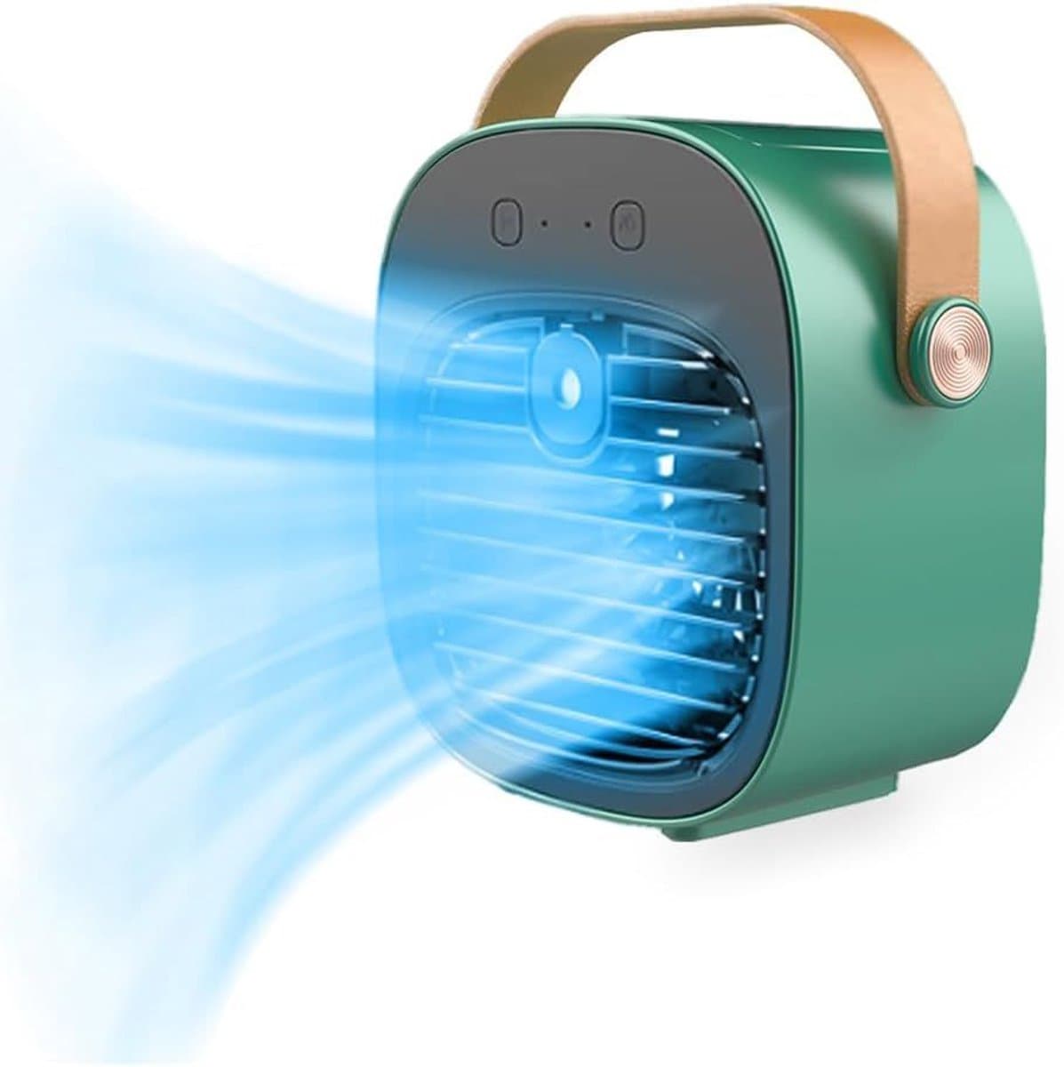 Bureauventilator - Draagbare Airco - Oplaadbaar - 4000mAh - 3 Snelheden - Stil - voor Thuis, Kantoor en Reizen - Groen — afbeelding 1
