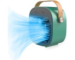 Bureauventilator - Draagbare Airco - Oplaadbaar - 4000mAh - 3 Snelheden - Stil - voor Thuis, Kantoor en Reizen - Groen