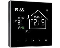 Slimme Thermostaat - Wifi Thermostaat Kamerthermostaat - Verwarming Regelen - Touchscreen Display - 60 mm - Zwart