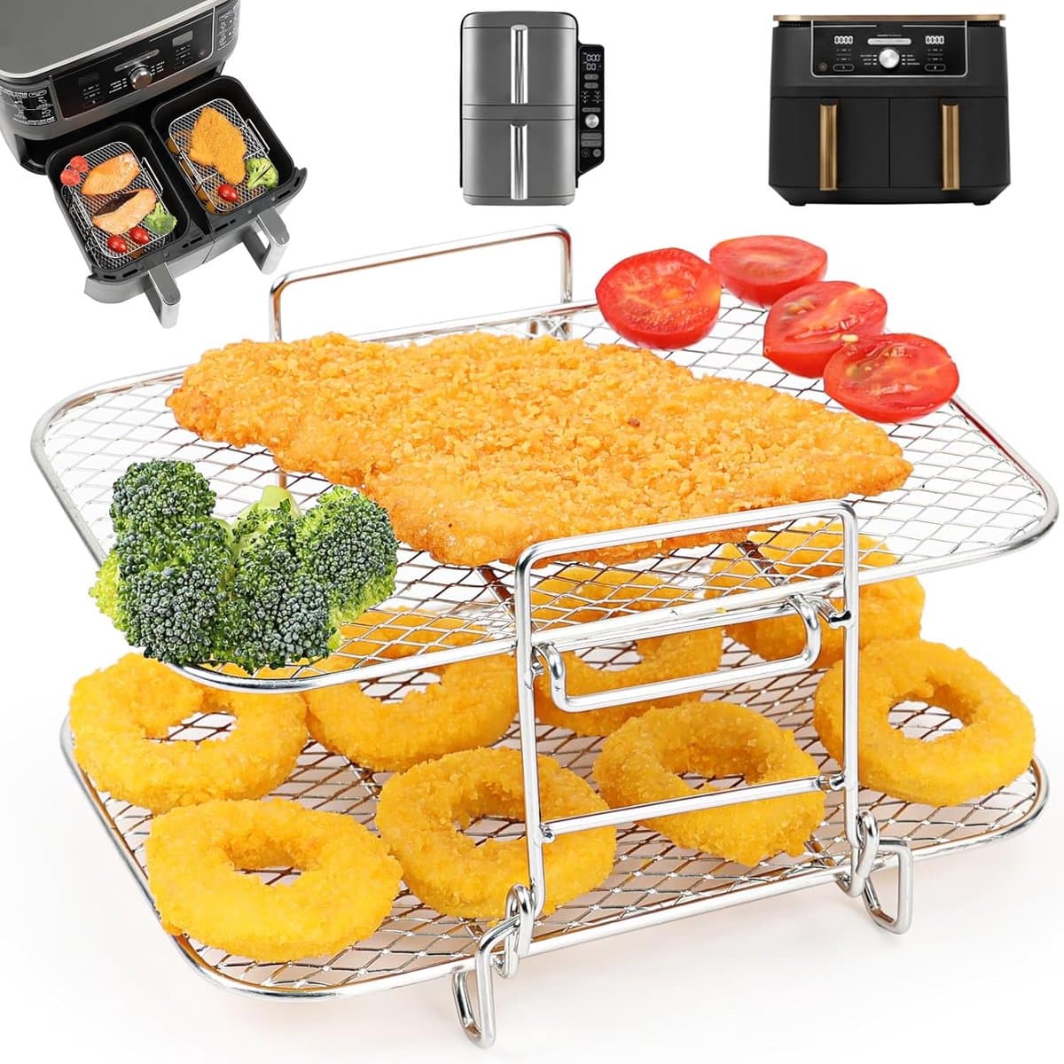 Grote heteluchtfriteuse, accessoires voor Ninja Foodi Max Dual Zone AF400EU, 9,5 l, airfryerrek/rooster, Af400eu accessoires, grillrooster/manden voor Ninja heteluchtfriteuse, 304 gecoat — afbeelding 1